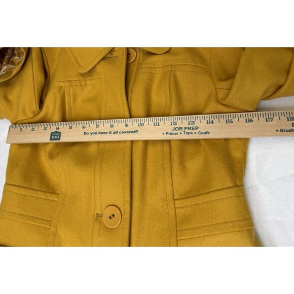 Tulle Anthropologie Pea Coat Women’s Sz S Retro 60s Wool Blend Mustard Jacket - Picture 9 of 11